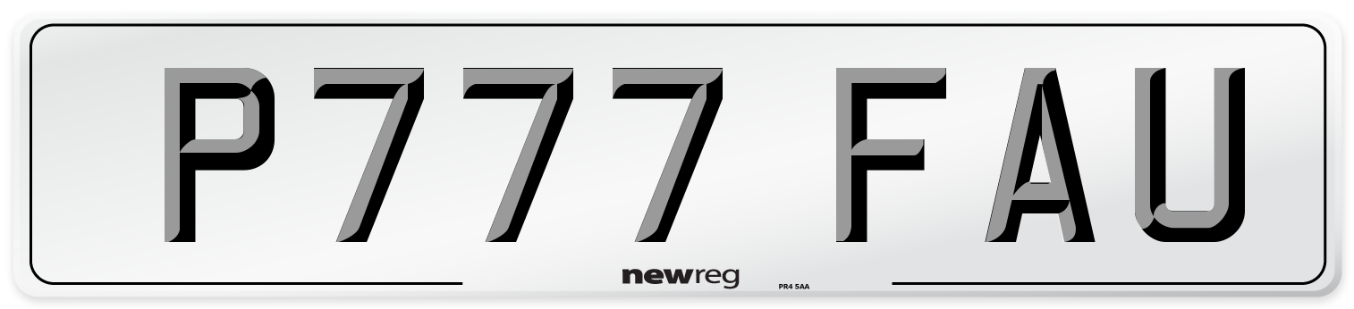 P777 FAU Number Plate from New Reg